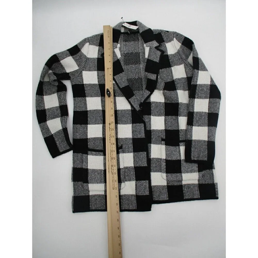 Talbots Womens Blazer P Petites Black White Plaid Business Casual Cotton Preppy